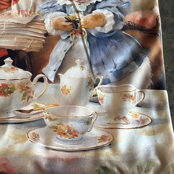 NWT Beatrix Potter Peter Rabbit inspired tea time throw pillow cover nursery OS - Picture 7 of 13